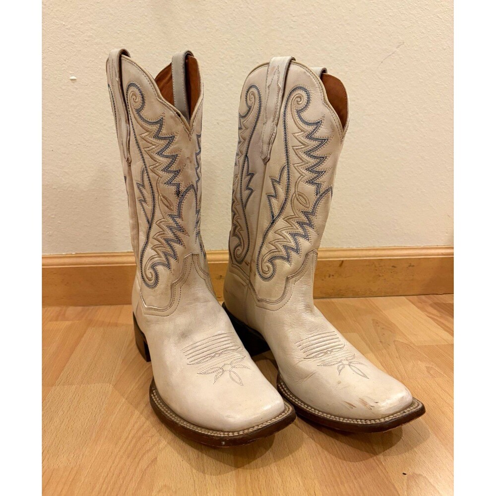 Dan Post 4999 Women’s White Western Cowboy Boots Pull-On Square Toe US 10